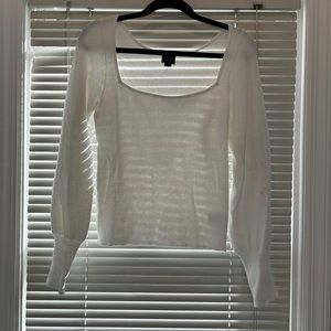 White Square Neck Sweater